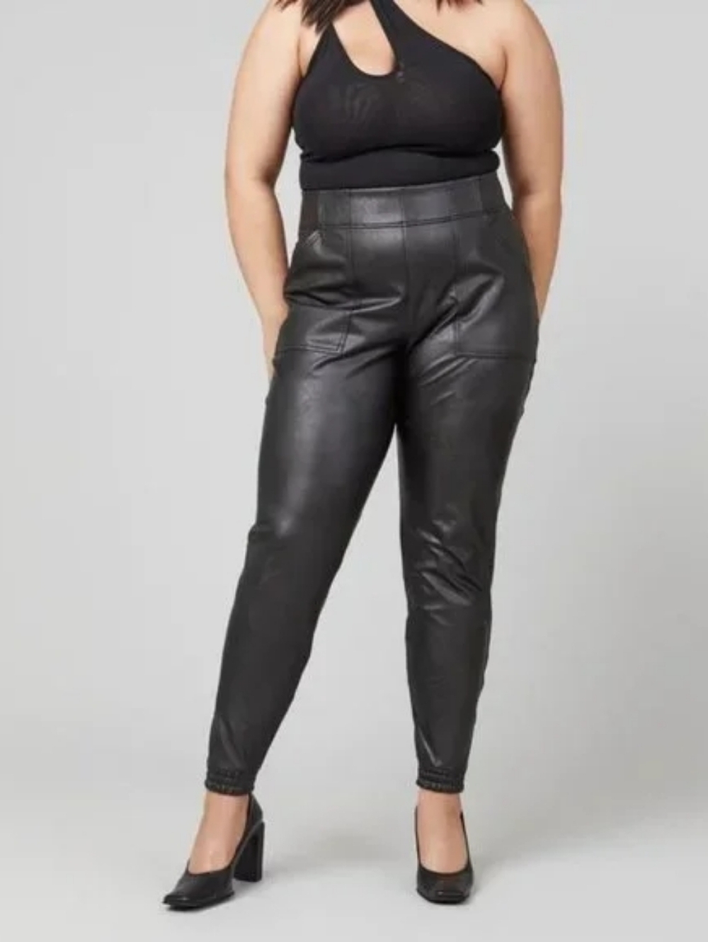 SPANX Faux Leather Jogger Pants - Black - Picture 2 of 11